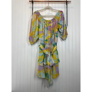 City Chic Eileen Off The Shoulder Dress In Multi Belted Mini Plus Size 16